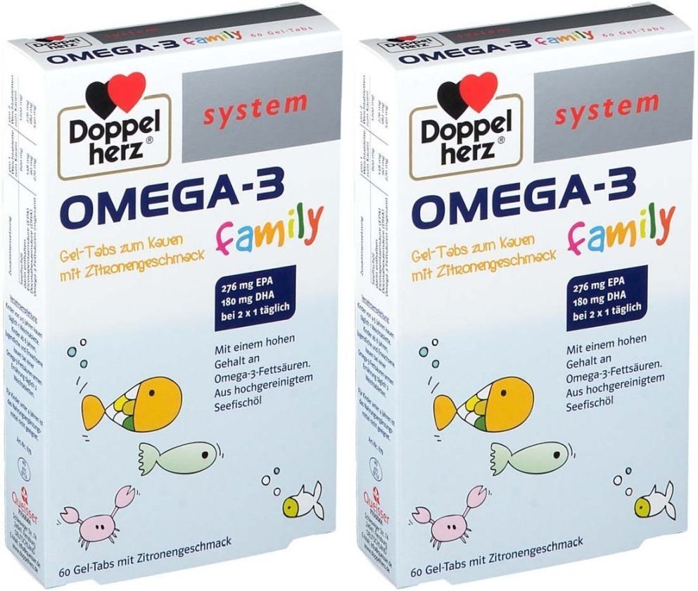 Doppelherz Omega-3 Gel-Tabs family system x2 2x60 St Kautabletten