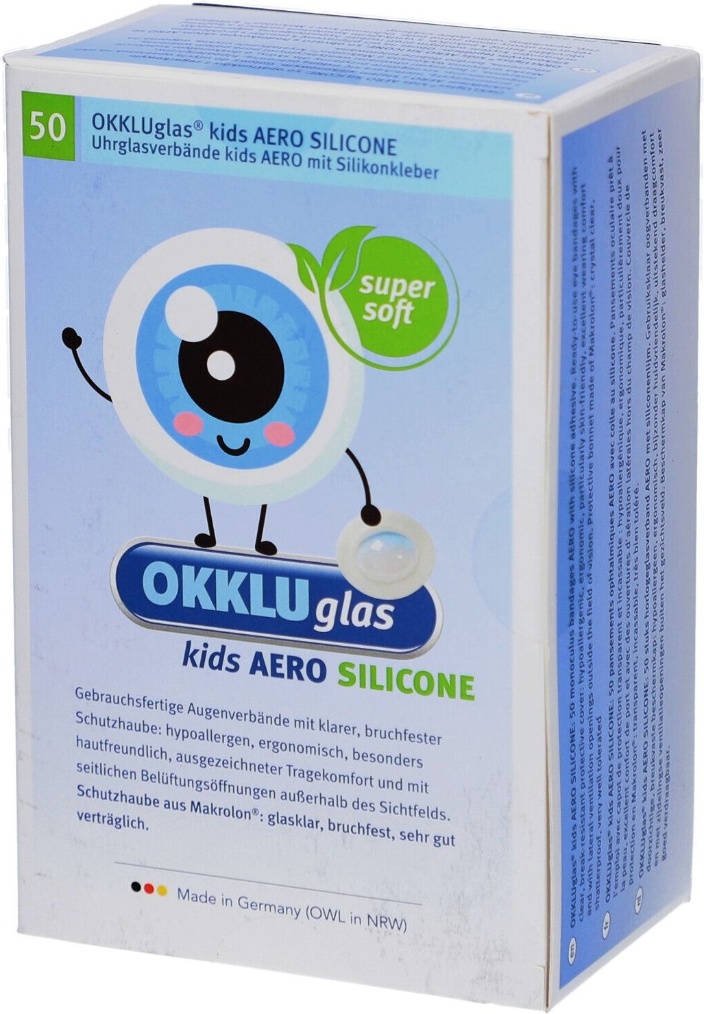 Okkluglas kids Aero Silicone Uhrglasv.Silikonkleb. 50 St Verband