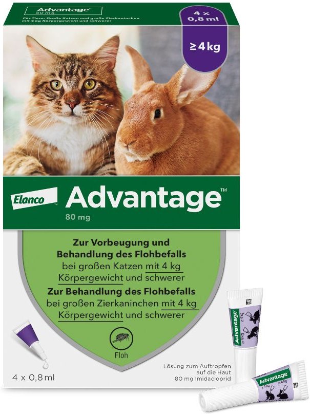 Thumbnail - Advantage 80 mg f.gr.Katzen u.gr.Zierkaninchen 4x0,8 ml Lösung