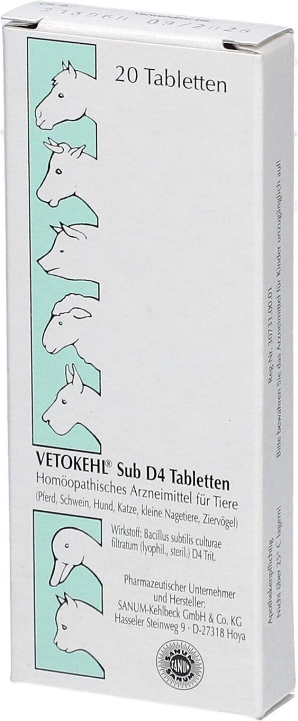 Vetokehl SUB D 4 Tabletten vet. 20 St