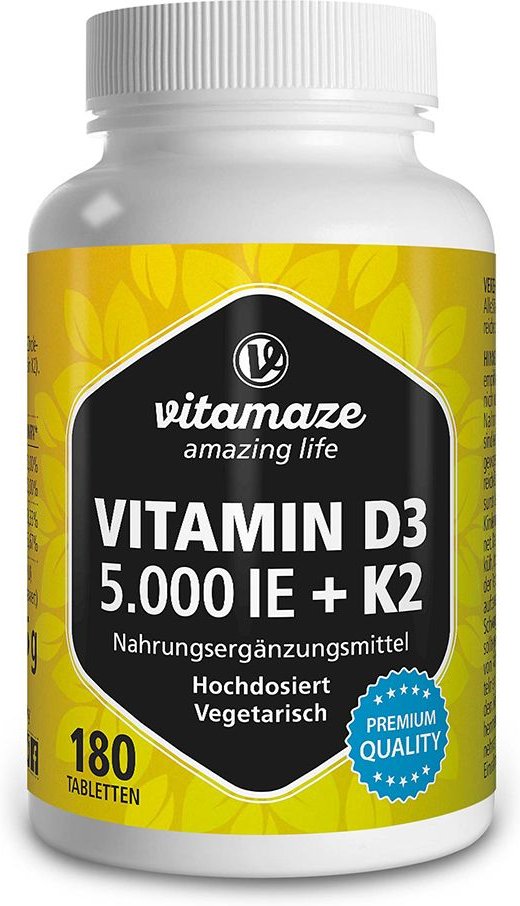 Thumbnail - Vitamin D3 K2 5000 I.e./100 µg hochdosiert Tabl. 180 St Tabletten