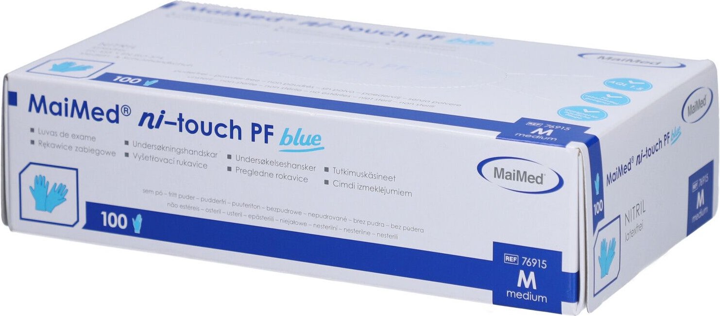 Myclean ni-touch blue PF Handsch.Nitril unst.Gr.M 100 St Handschuhe