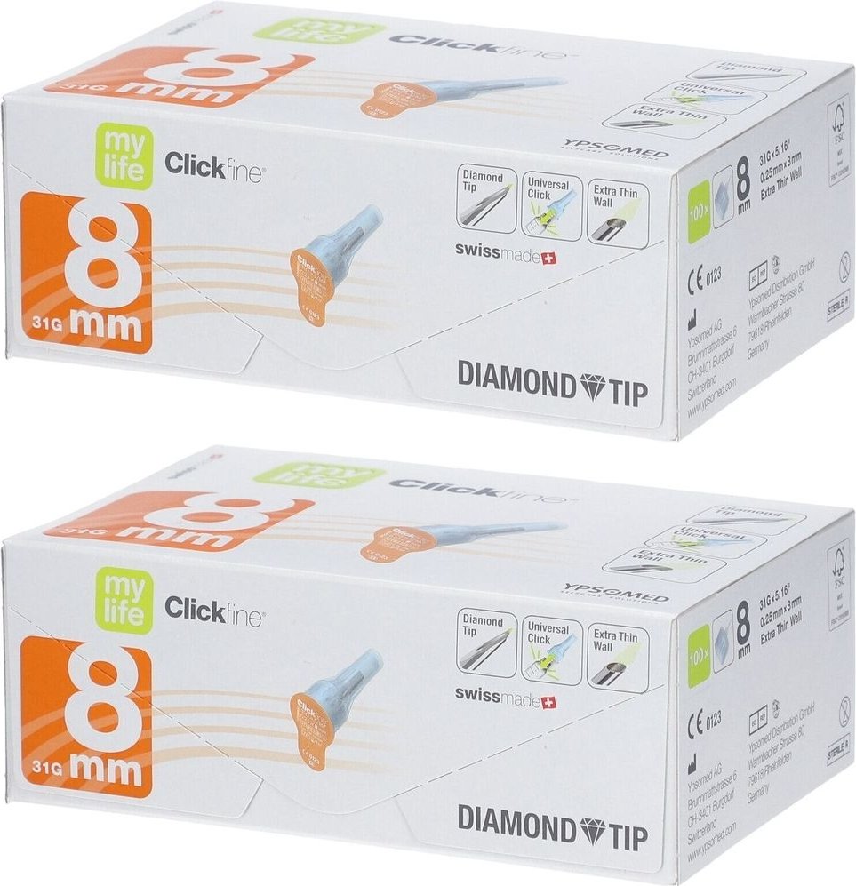 Mylife Clickfine Pen-Nadeln 8 mm 31 G 2x 2x100 St Kanüle