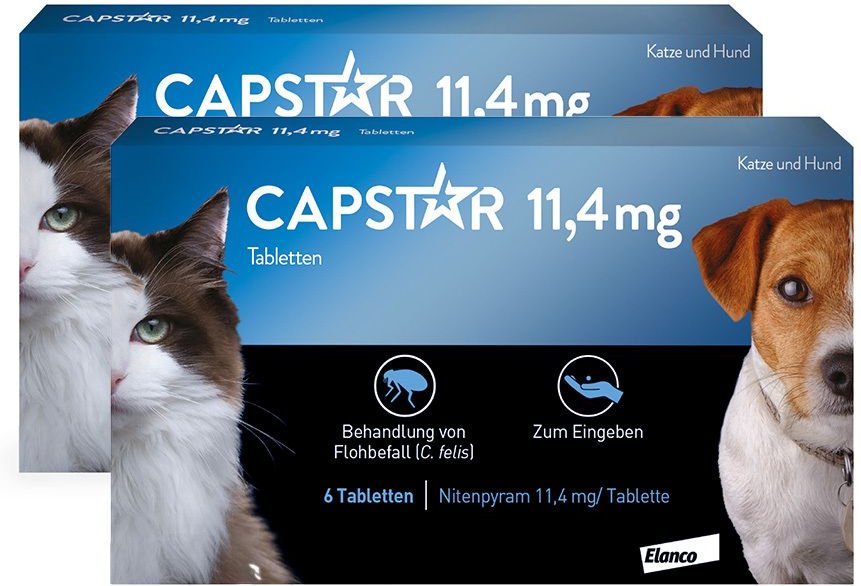 2x Capstar 11,4 mg gegen Flohbefall bei Katzen und kleinen Hunden 2x6 St Tabletten