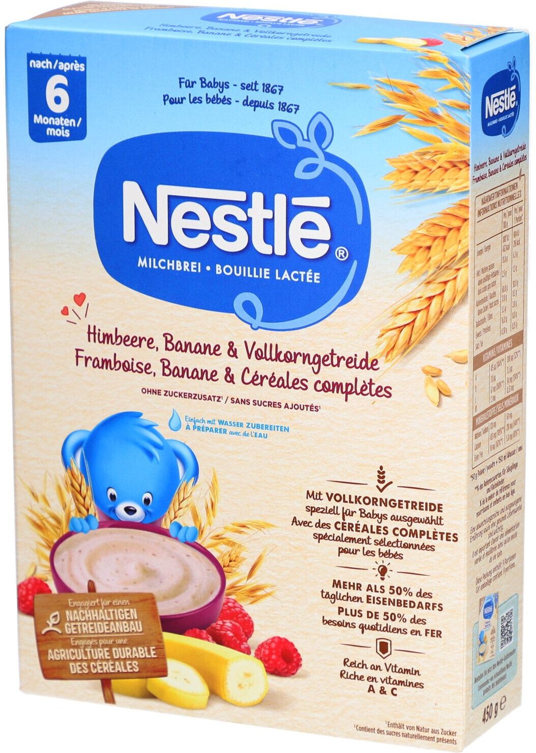 Nestle Milchbrei Himb Bana&Vollkorncer 6M 450 g Puder