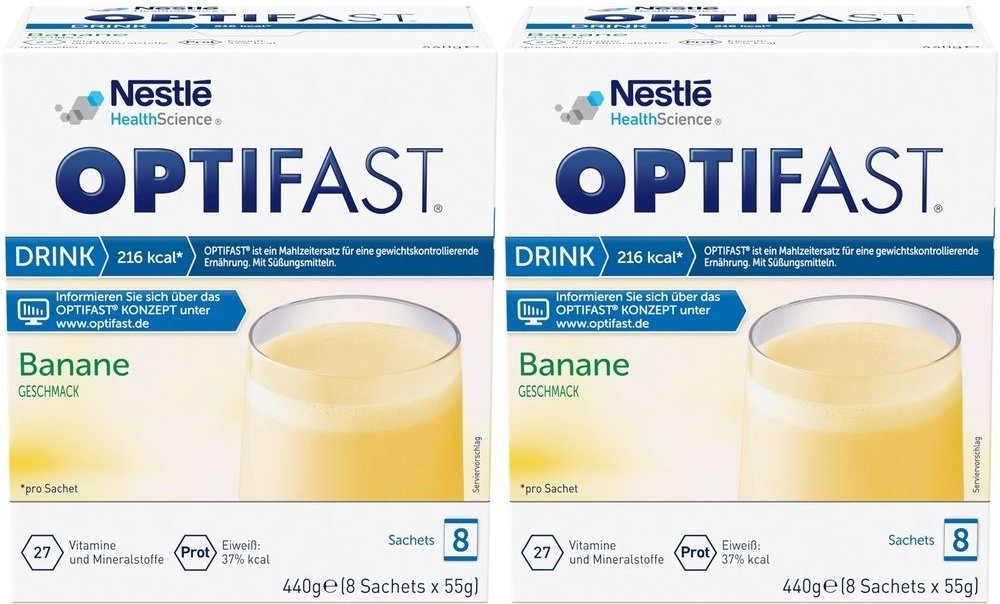 2x Optifast Drink Banane Pulver 2x8x55 g