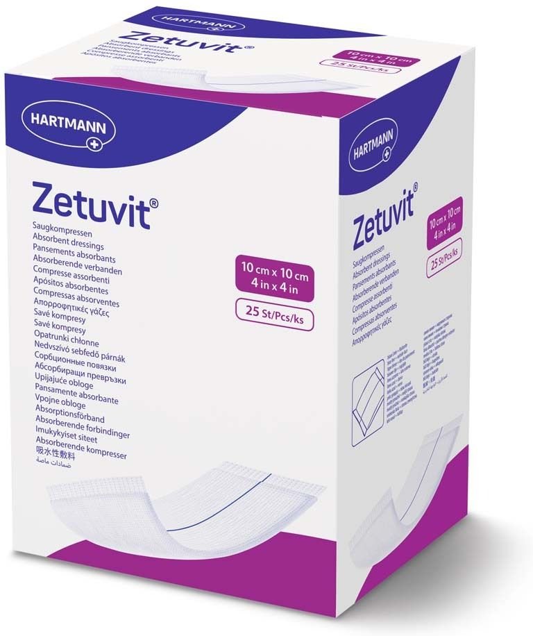 Zetuvit E Saugkompressen steril 10x10 cm 25 St Kompressen