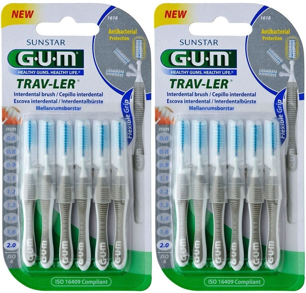 GUM Trav-Ler Grau Ke2.0 IN x2 2x6 St Zahnbürste