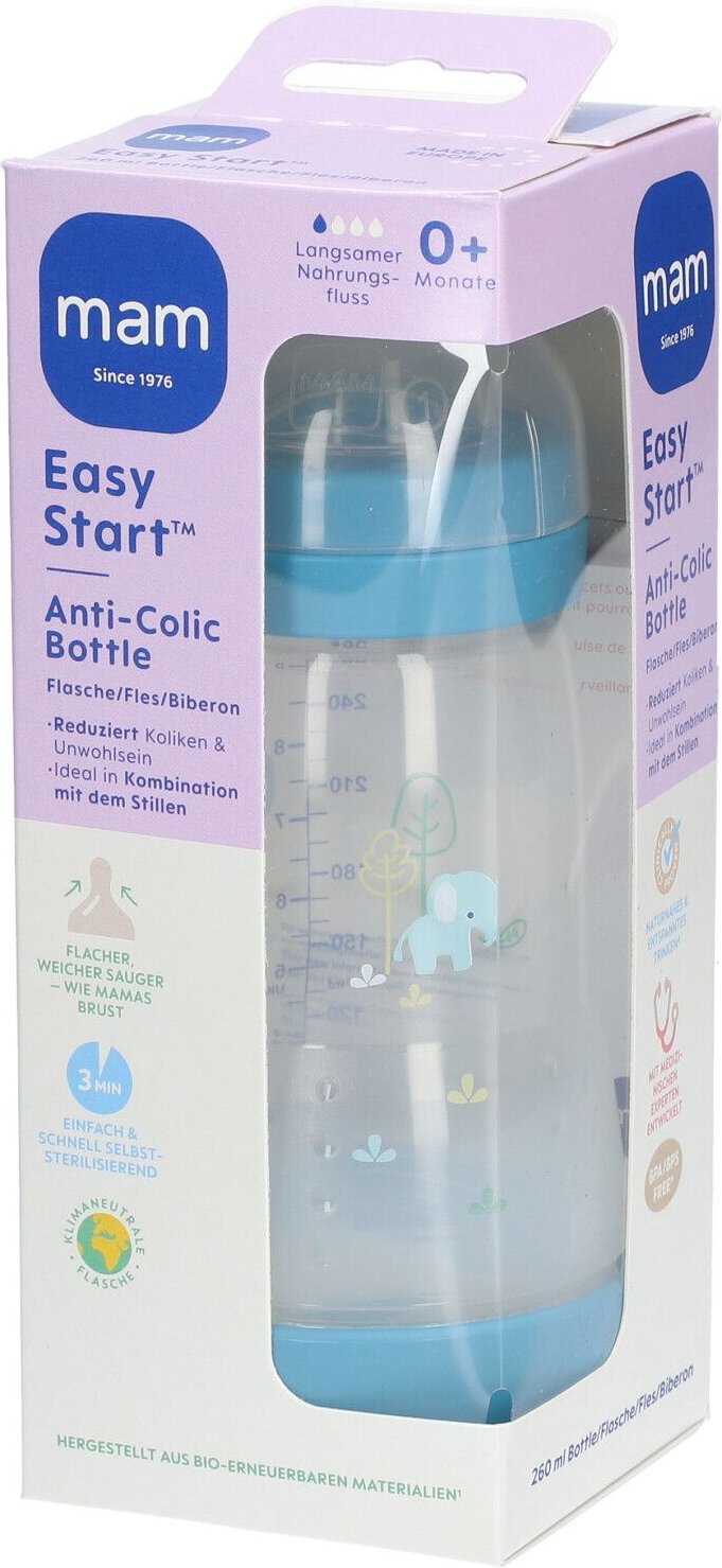 MAM Easy Start Anti-Colic Zuigfles Blauw 260ml 1 St Flaschen