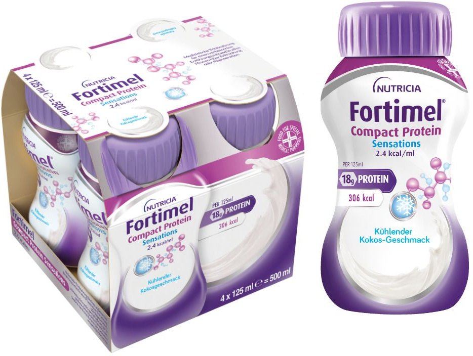 Fortimel Compact Protein 2.4 kcal kühlen.Kokosnuss 4x125 ml Flüssigkeit