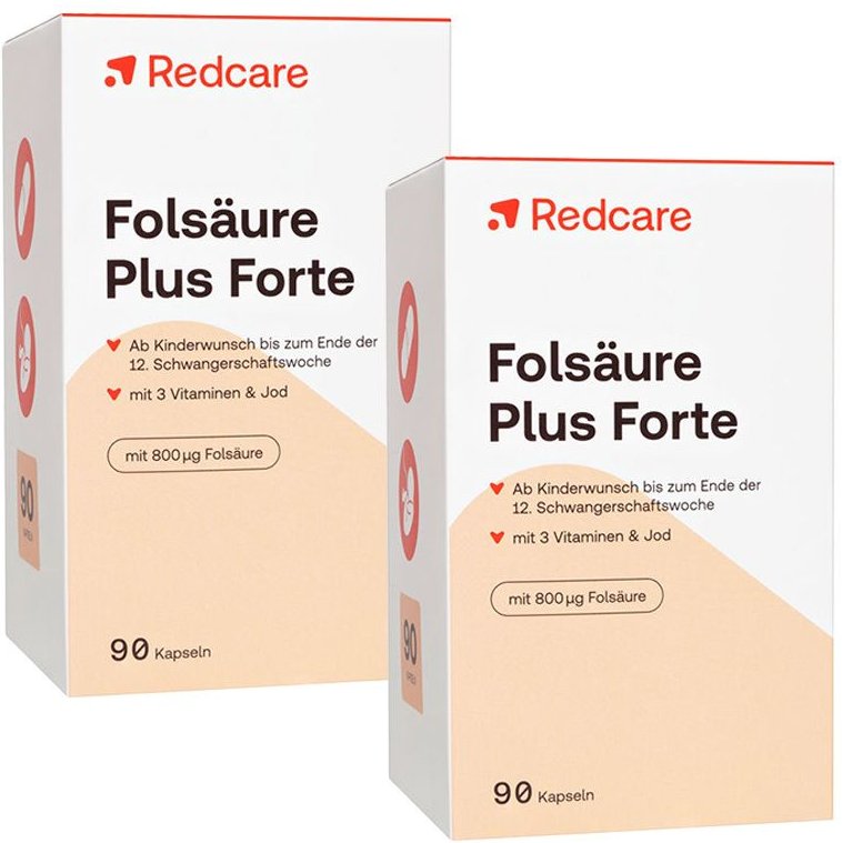 RedCare Folsäure Plus Forte Doppelpack 2x90 St Kapseln