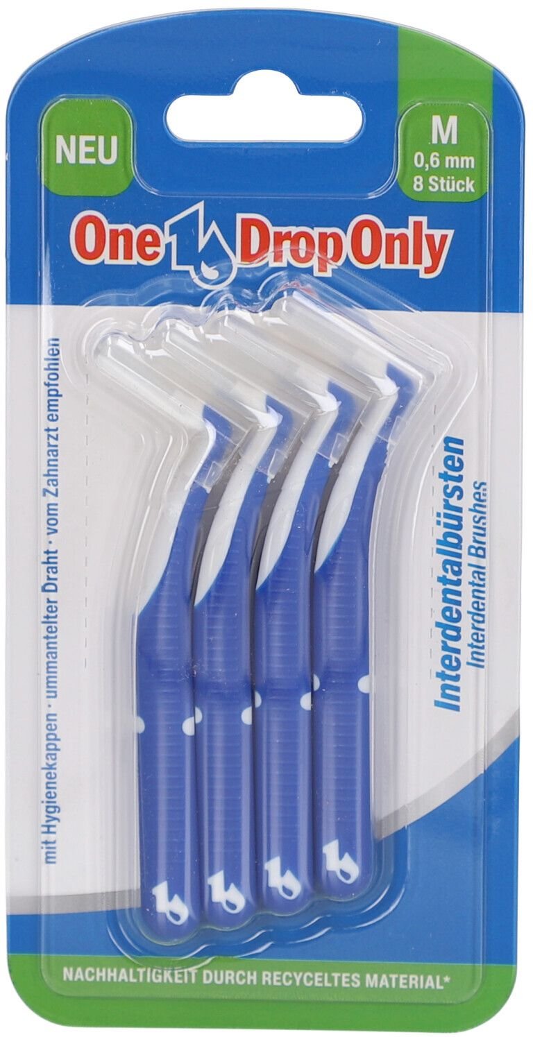 ONE Drop Only Interd.B.M 0,6mm blau gewinkelt PCR 8 St Zahnbürste