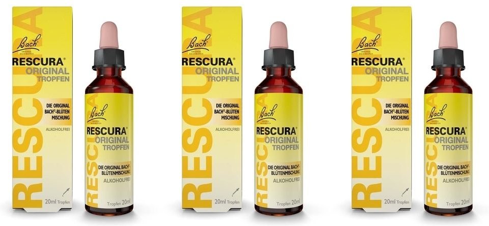 Bachblüten Original Rescura Tropfen alkoholfrei 3x 3x20 ml