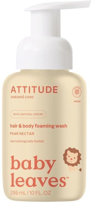 Attitude Baby Leaves 2-in-1 Haar & Lichaam Schuimende Wasgel Peer Nectar 295 ml Waschgel