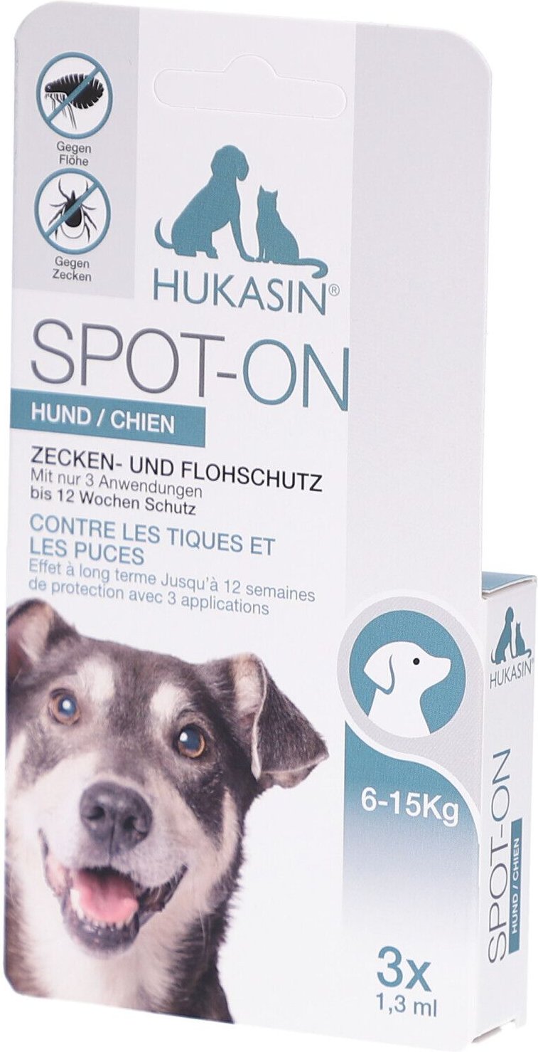 Hukasin Spot-on Zecken- u.Flohschutz Amp.f.Hunde 3x1,3 ml Ampullen