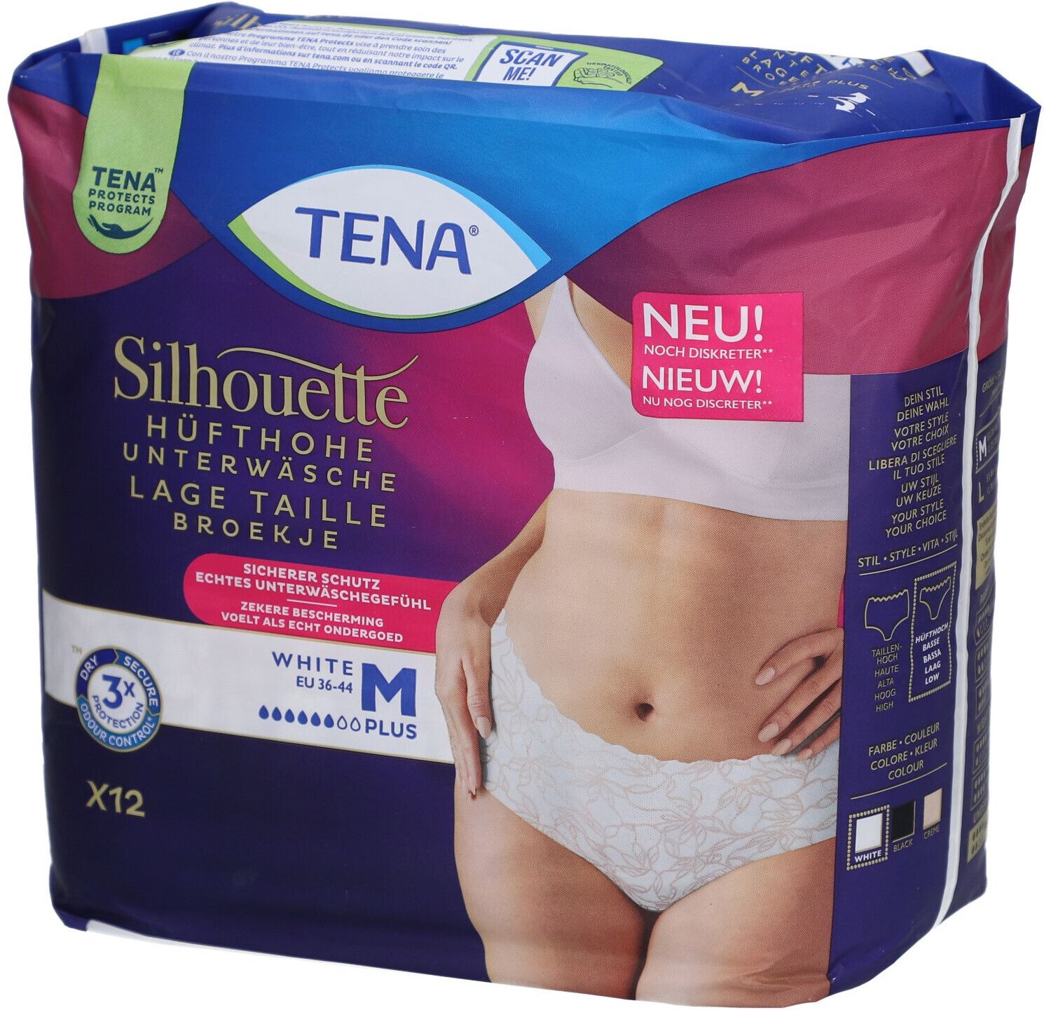 Tena Silhouette Plus M 75-100cm white 12 Stk St Inkontinenzslip
