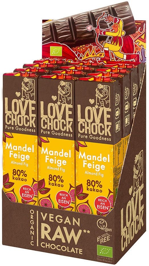 Lovechock Bio rohe Schokolade Bars, Mandel-Feige 12x40 g