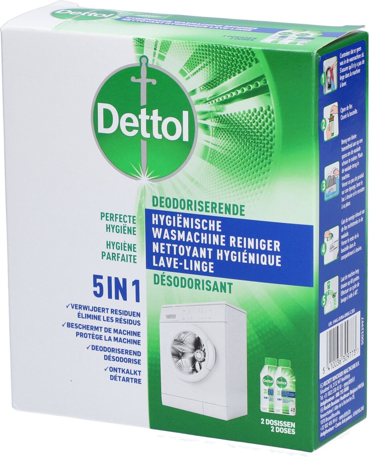 Dettol Deodoriserende & Hygienische Wasmachine Reiniger DUO 2x250 ml Reinigungsmittel