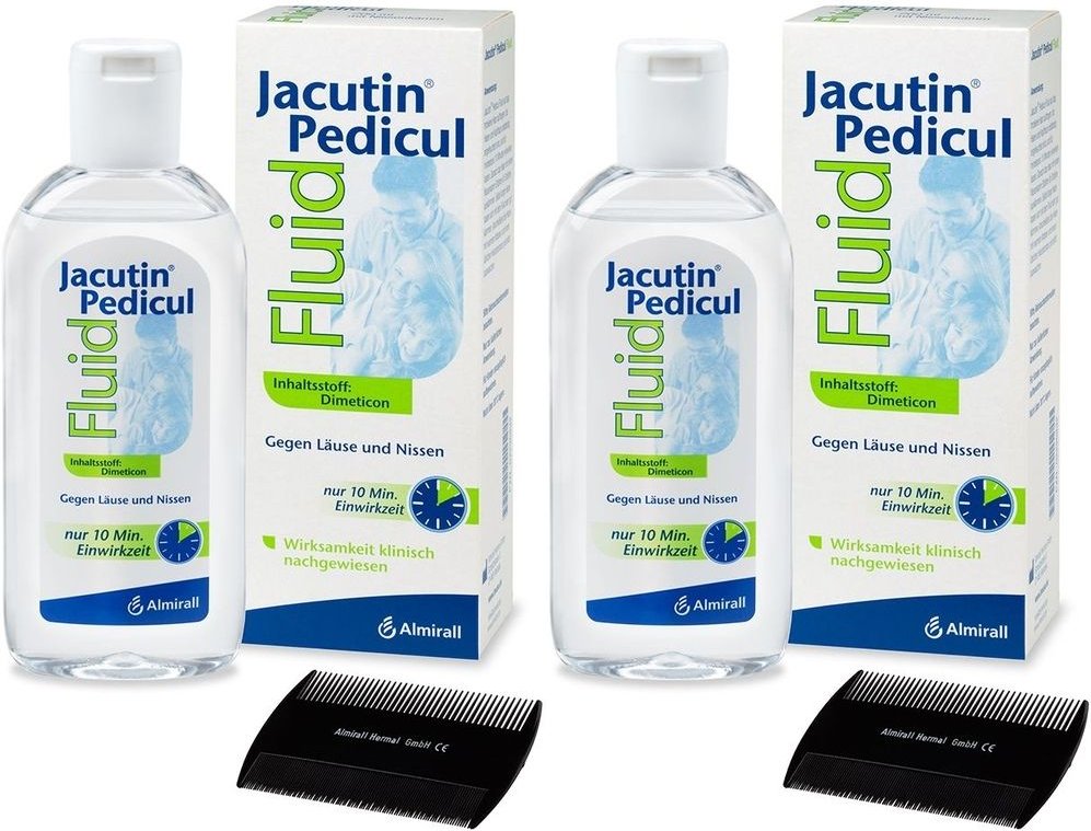 2x Jacutin Pedicul Fluid m.Nissenkamm 2x200 ml Lösung