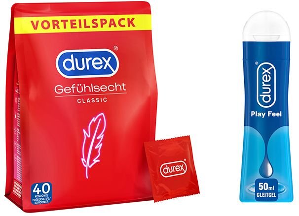 Durex Gefühlsecht hauchzarte Kondome + durex play Feel Gleitgel 1 St Set