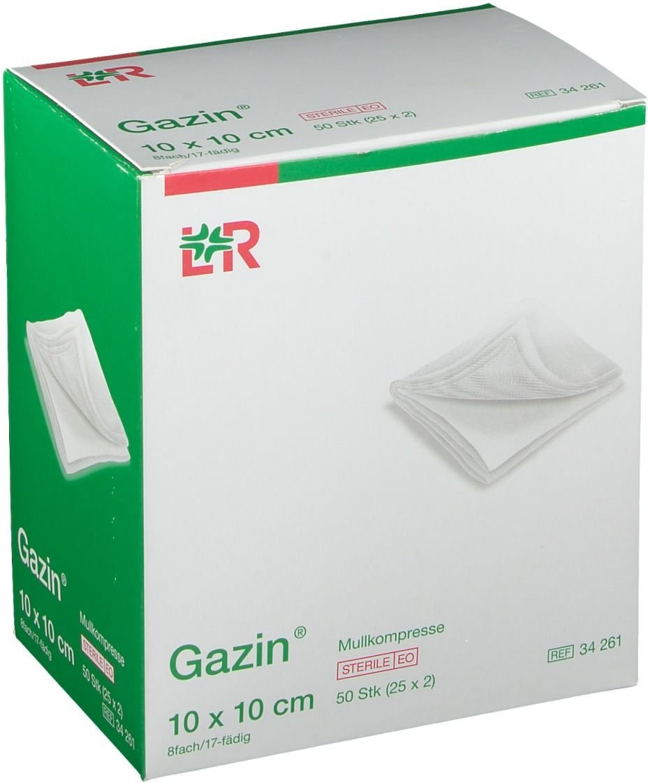 Gazin Mullkomp.10x10 cm steril 8fach 25x2 St Kompressen