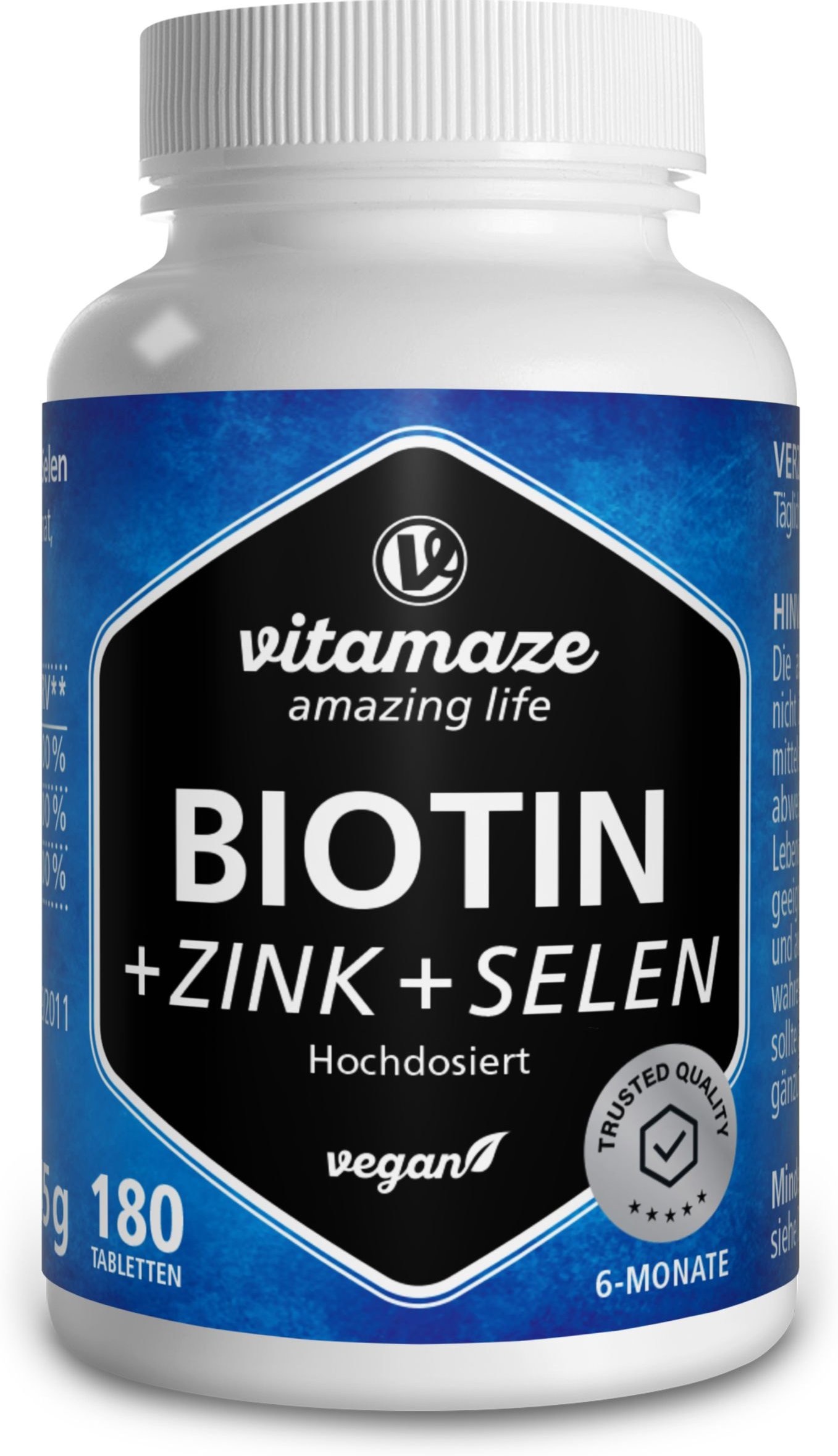 Biotin 10 mg hochdosiert+Zink+Selen Tabletten 180 St