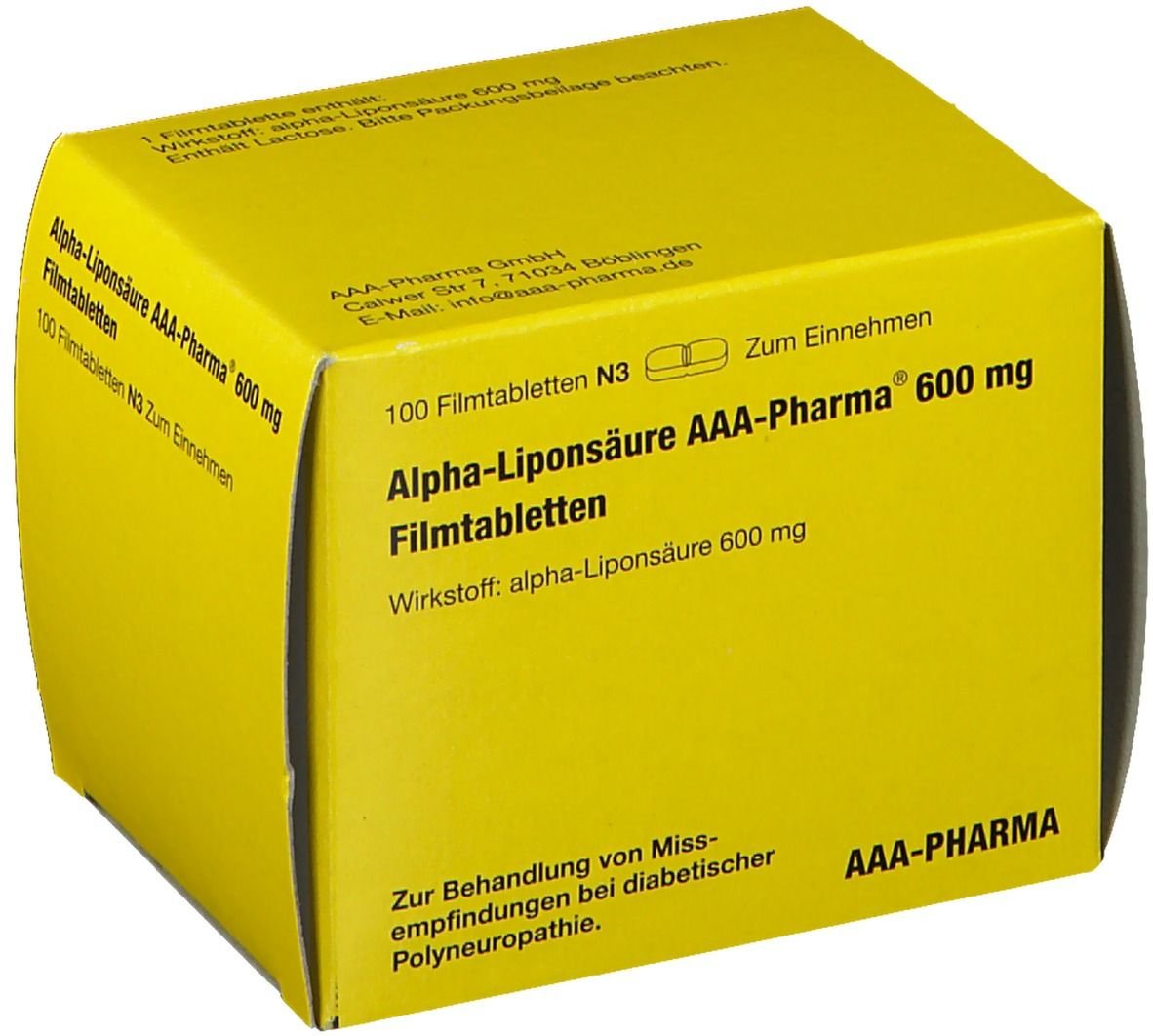 Alpha Liponsäure Aaa- Pharma 600 mg Filmtabletten 100 St