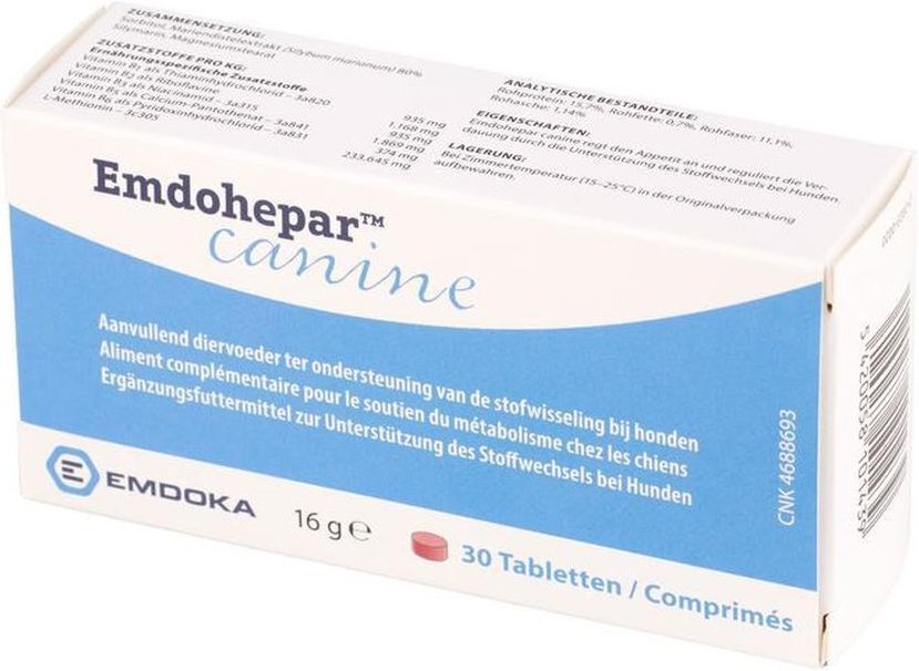 Emdohepar Canine Omhulde Tabl 30 St Tabletten