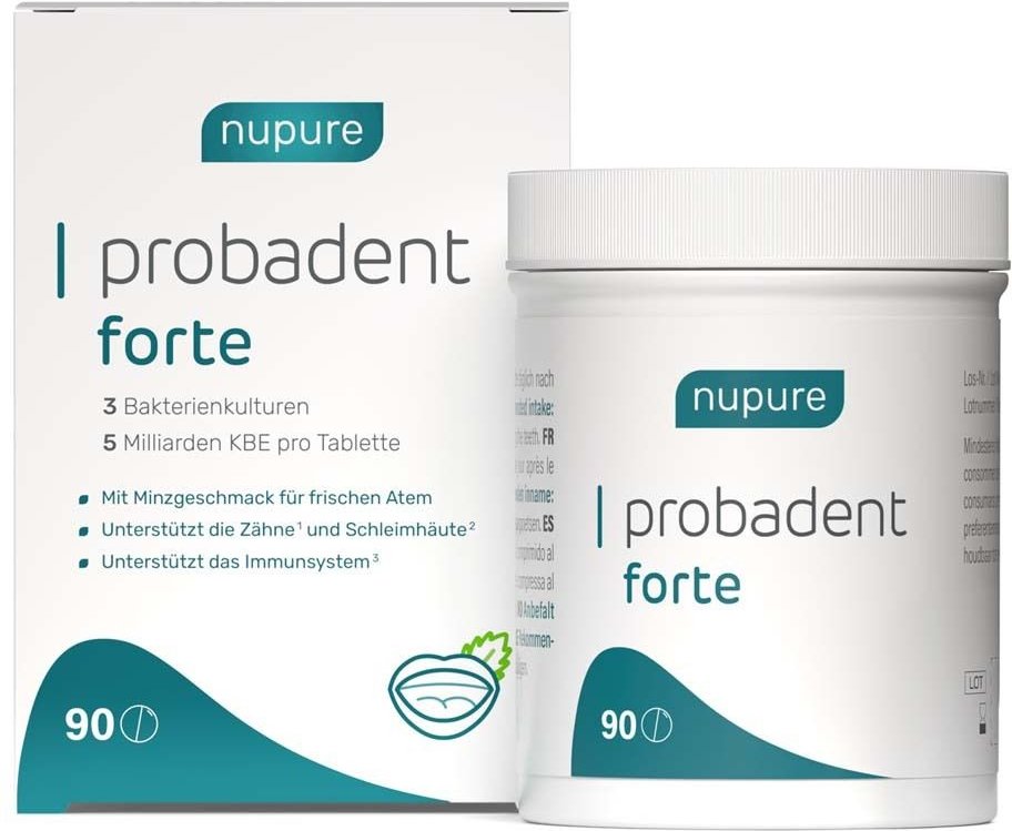 Nupure probadent forte 3 Bakt.Kult.5 Mrd.KBE Lut. 90 St Lutschtabletten