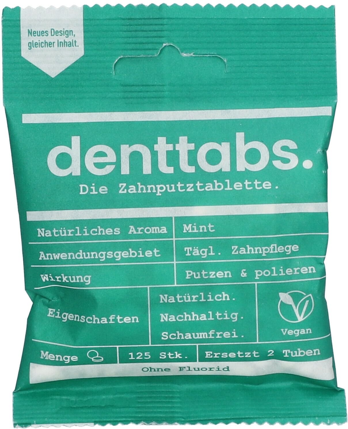 Denttabs Zahnputztabletten stevia-mint o.Fluorid 125 St Tabletten