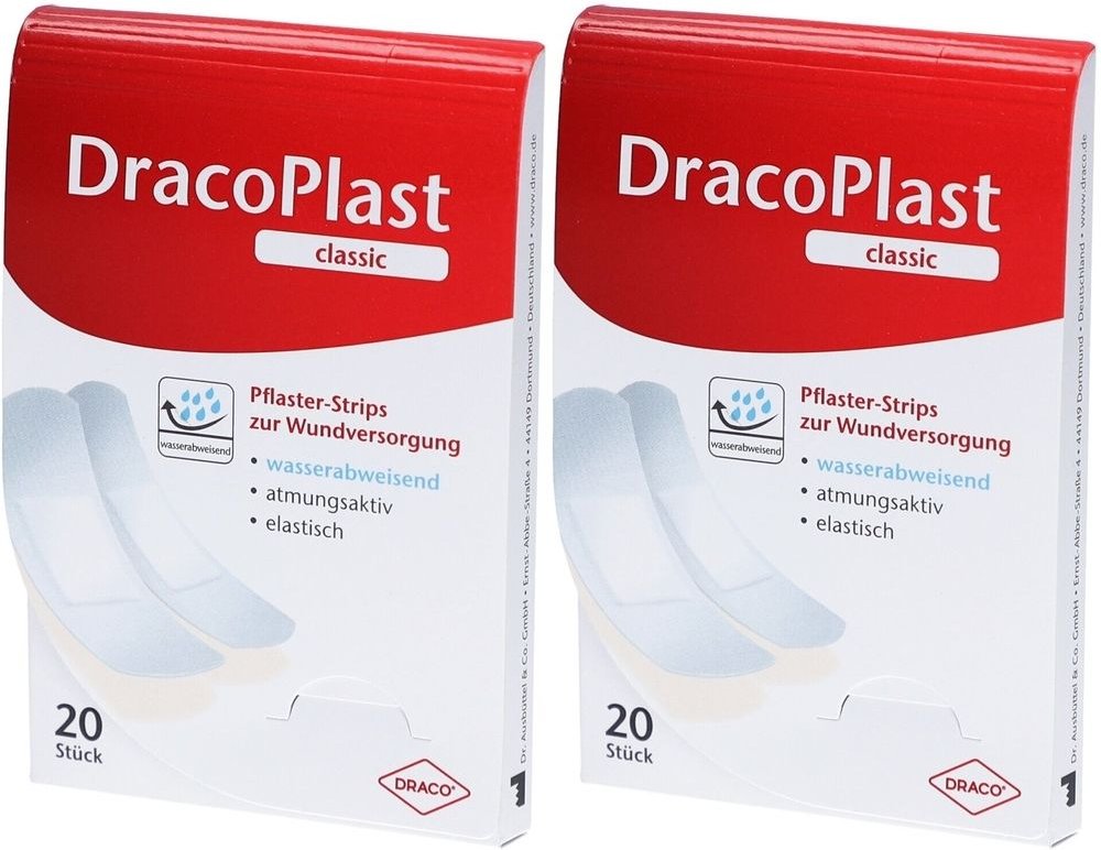 Dracoplast Classic Pflasterstrips weiß 2x 2x20 St Pflaster