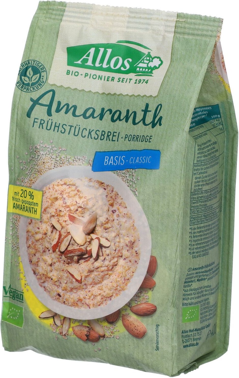 Thumbnail - Allos Bio Amaranth Frühstücksbrei, Basis 400 g Pulver