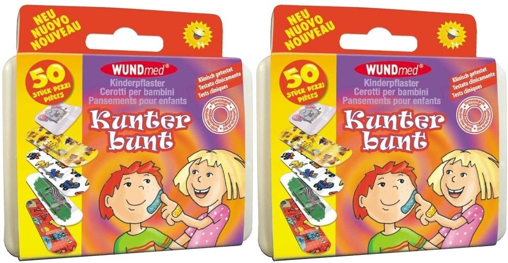 2x Kinderpflaster Kunterbunt 2x50 St Pflaster