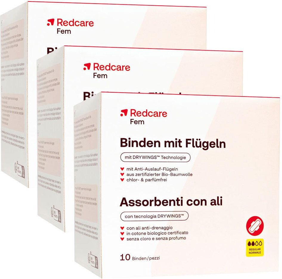 Redcare Binden mit Flügeln Tag Dreierpack 3x10 St