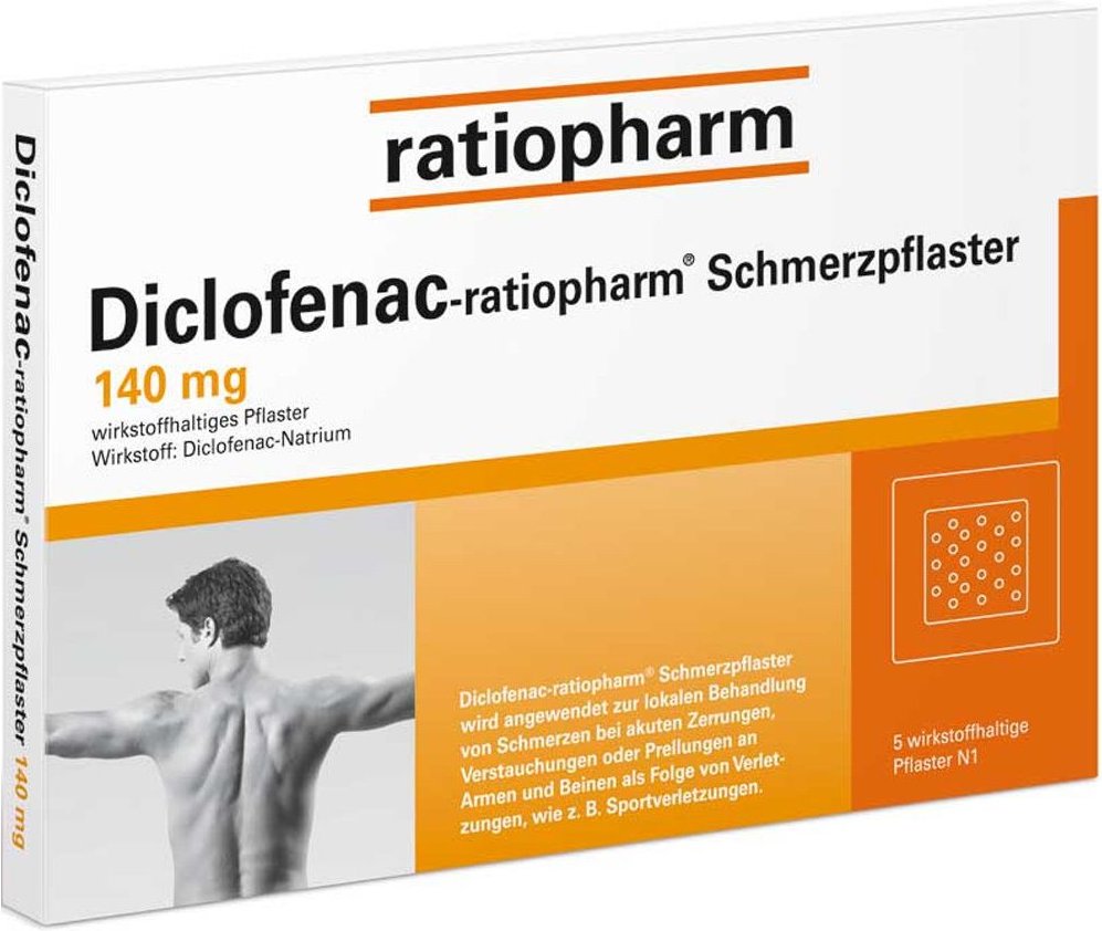 DICLOFENAC-ratiopharm Schmerzpflaster 5 St Pflaster