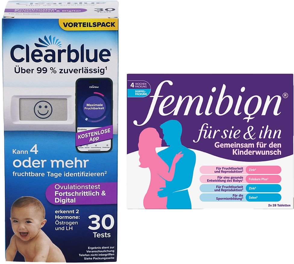 Clearblue Ovulationstest fortschrittlich & digital + Femibion für Sie Ihn 1 St Kombipackung