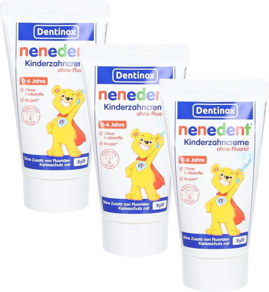 nenedent Kinderzahncreme ohne Fluorid 3x50 ml Zahncreme