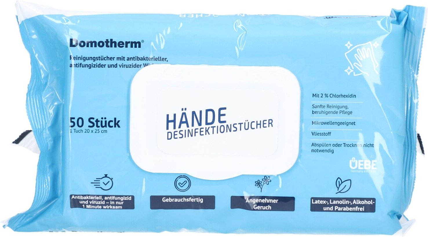Thumbnail - Domotherm Hand-Desinfektionstücher 50 St Tücher