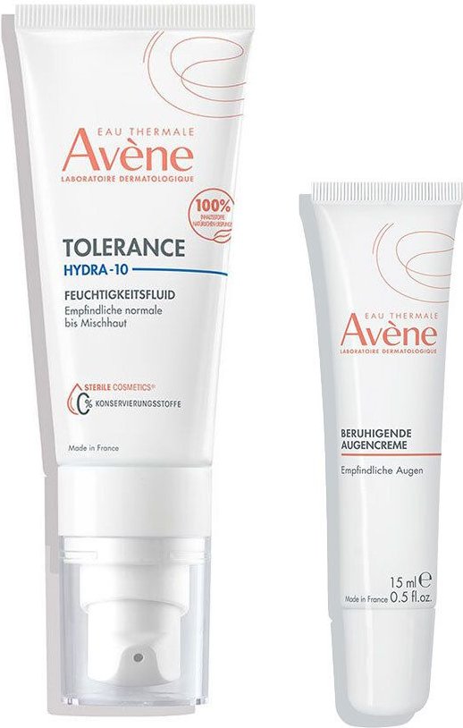 Avène Beruhigende Augencreme + Tolérance Hydra-10 Feuchtigkeitsfluid Set 1 St