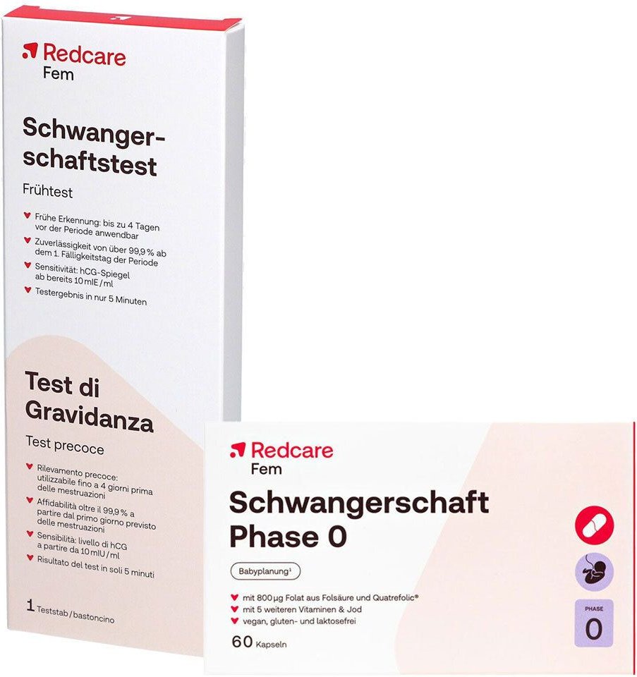 Thumbnail - Schwangerschaft Phase 0 RedCare Kapseln + Redcare Schwangerschaftstest Urin 1 St Set