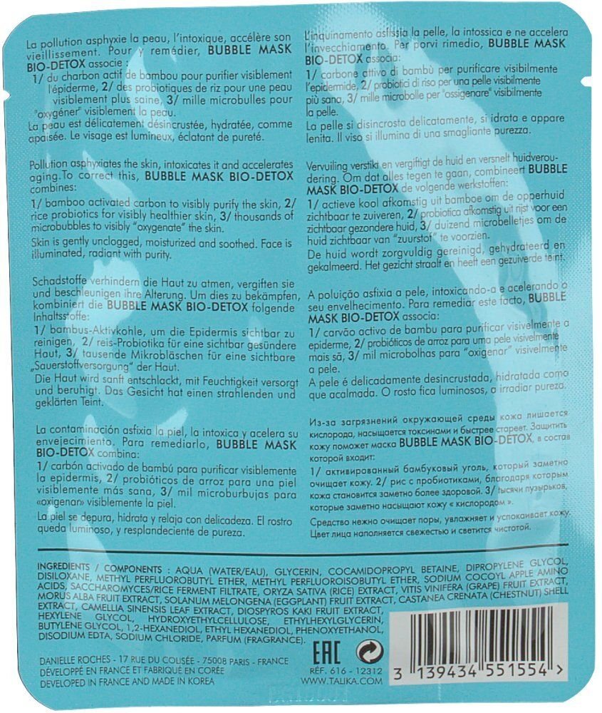 Talika Bubble Mask Bio-Detox 1 St Gesichtsmaske