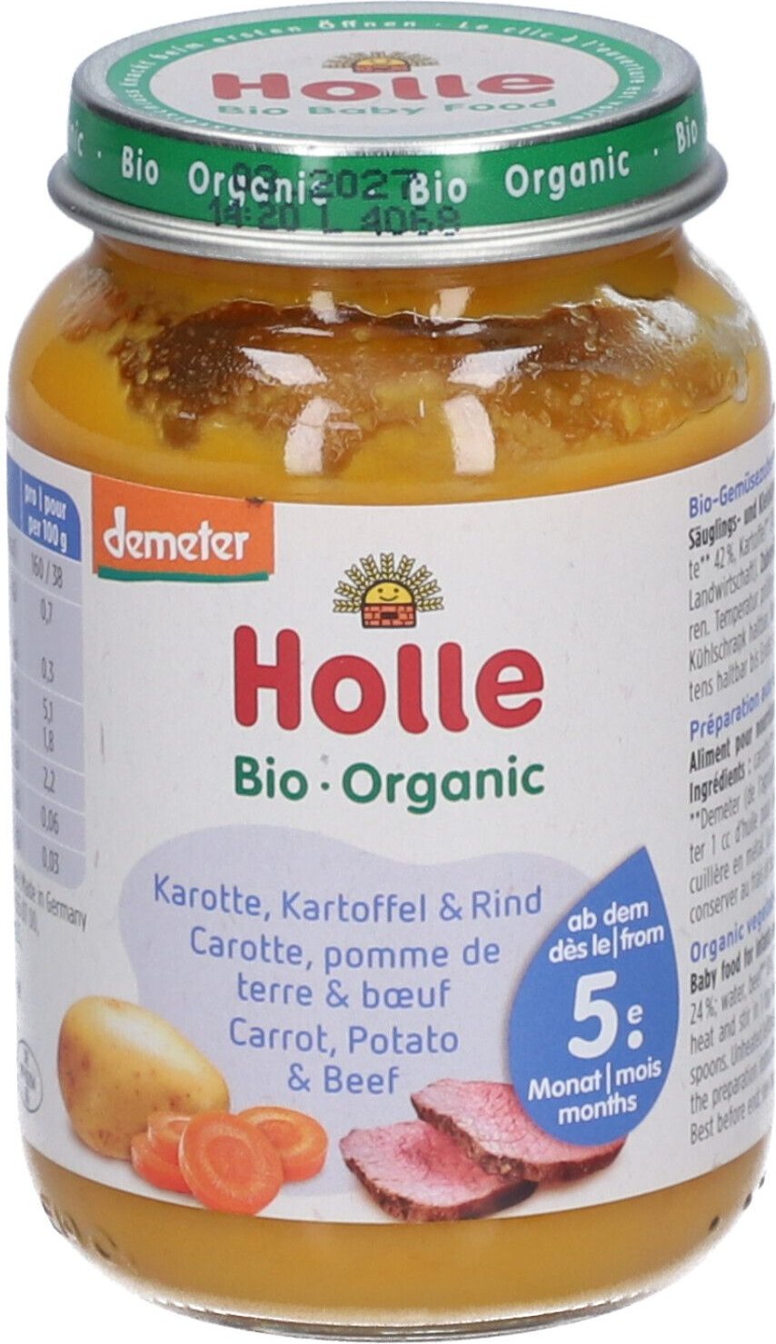 Thumbnail - Holle Karotten Kartoffel & Rind 190 g Bio Brei
