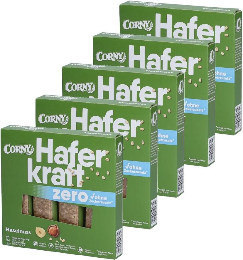 Corny Haferkraft Zero Faltschachtel Haselnuss x5 5x4 St Riegel