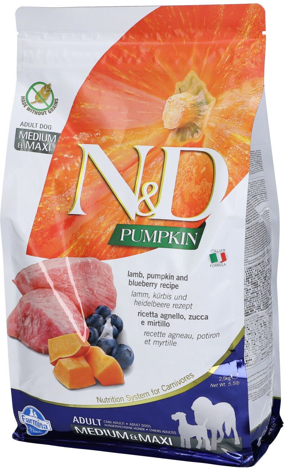 N&D GF P Lamb&Blu AD M/Max2,5K 2500 g Futter