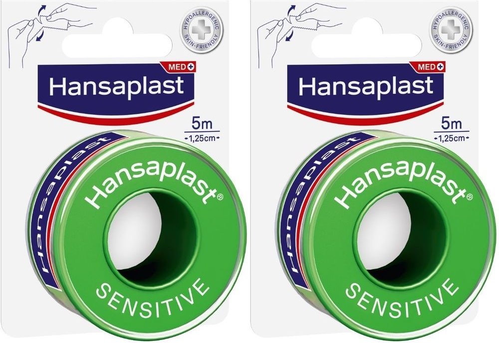 Hansaplast Fixierpfl.Sensitive 1,25 cmx5 m 2x 2x1 St Pflaster