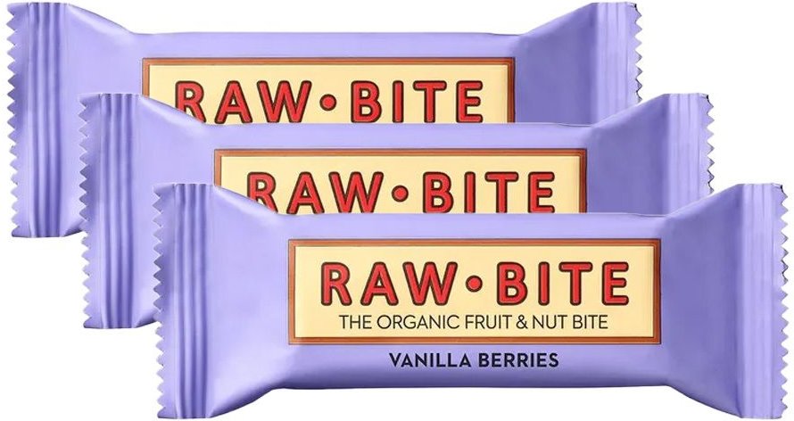 Rawbite Bio Riegel, Vanille-Beere 3x50 g Riegel