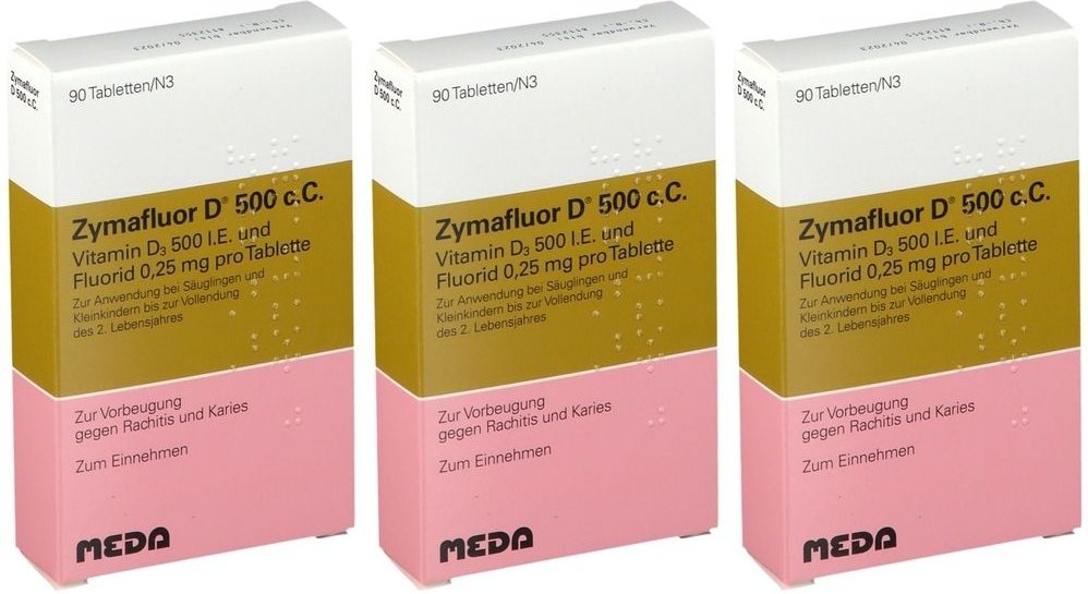 3x Zymafluor D 500 C Tabletten 3x90 St