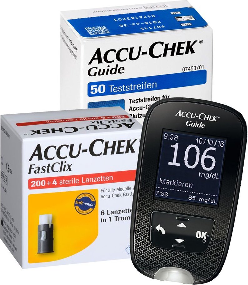 Accu-Chek Guide Teststreifen, md/dL und FastClix Lanzetten 1 St Set