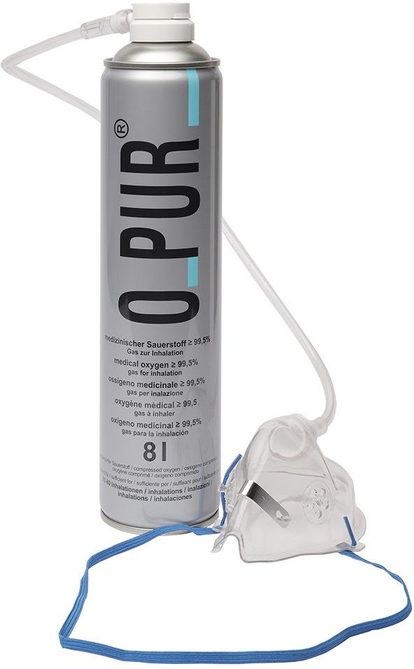 O PUR Sauerstoff Dose inkl.Maske u.Schlauch Spray 8 l