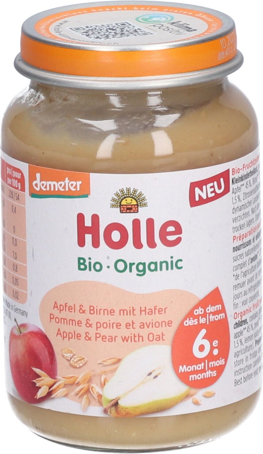 Thumbnail - Holle Apfel & Birne mit Hafer 190 g Bio Brei